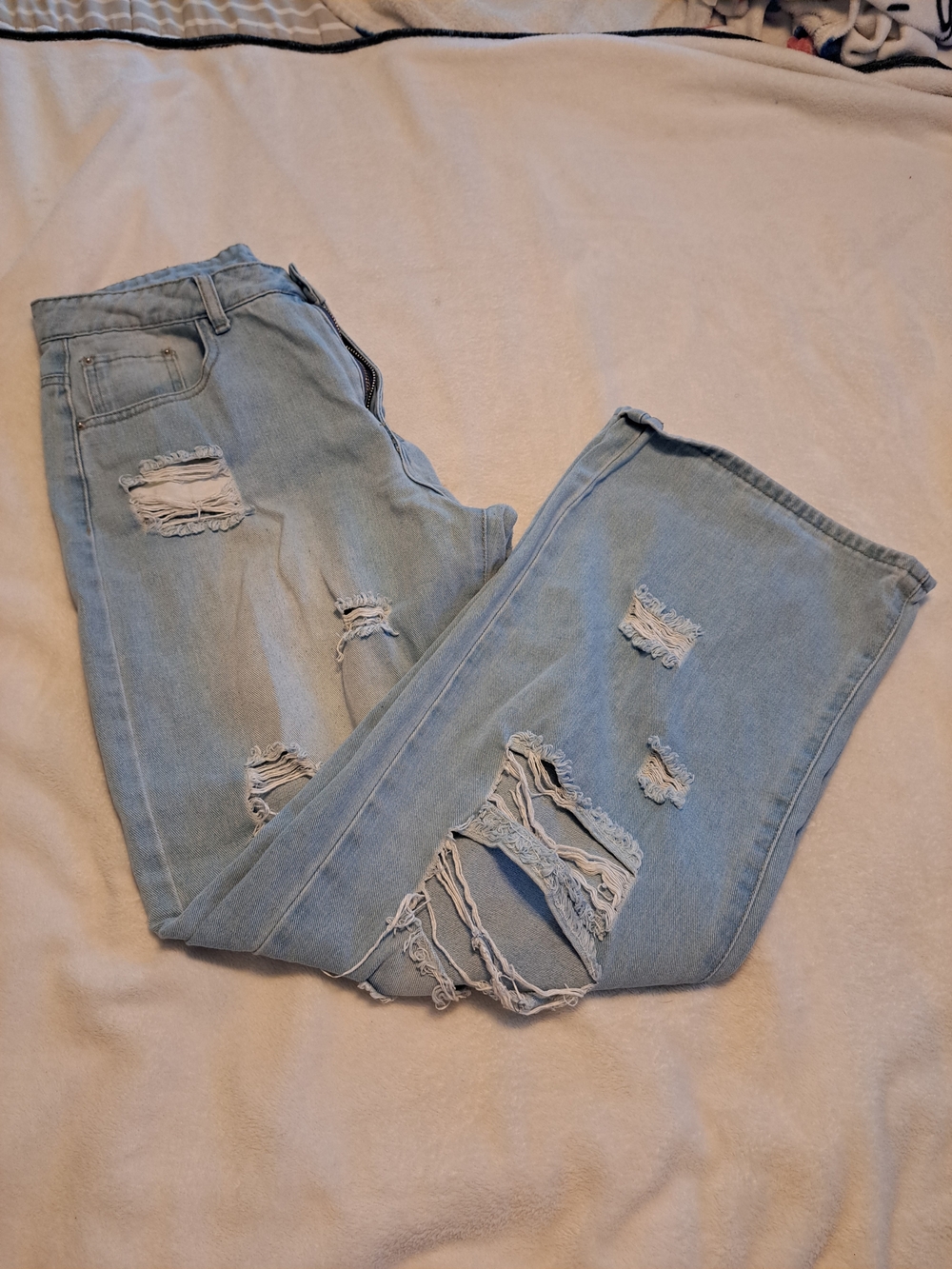 SHEIN Light Blue Distressed Denim Shorts